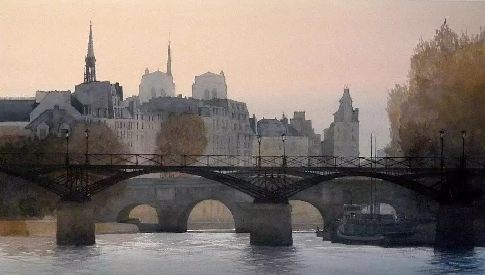 美术学院#Charles Villeneuve 的超美的城市风情水彩！