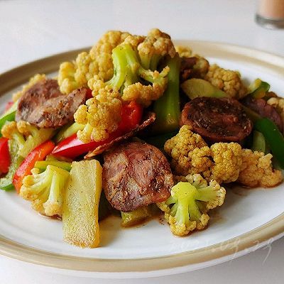 五香肉肠焖花菜