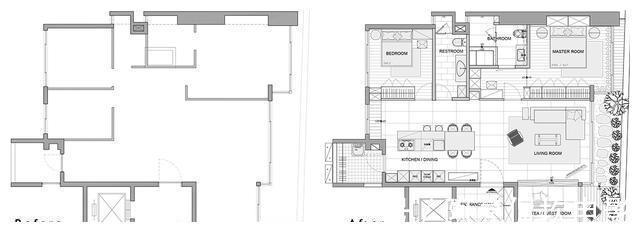 茶室|100㎡三居室,没有电视墙,开放式茶室、餐厨一体化,让家更实用!