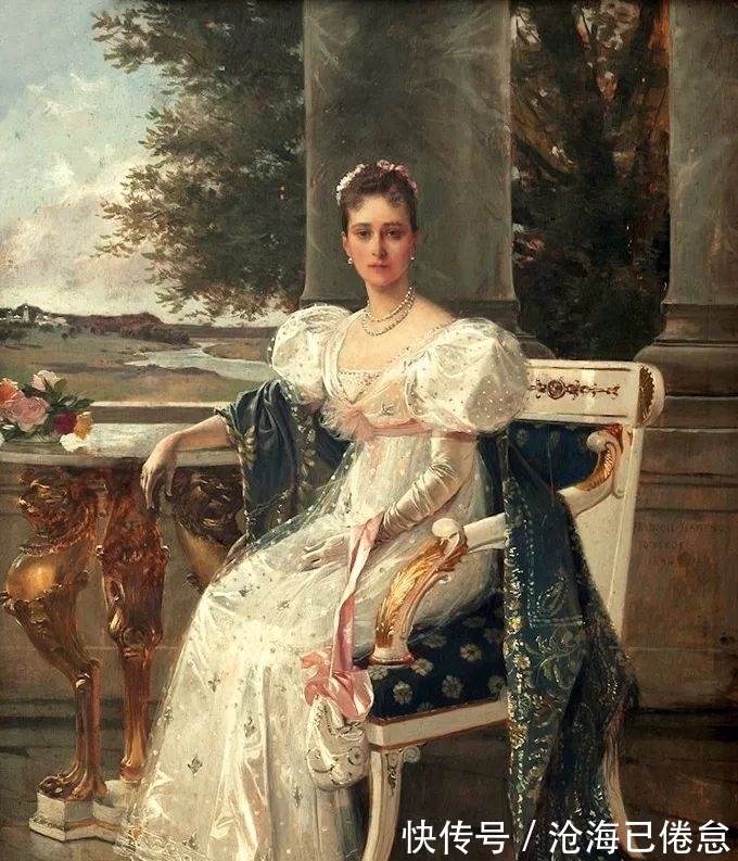 肖像画#法国画家弗拉芒笔下优雅的贵族女子