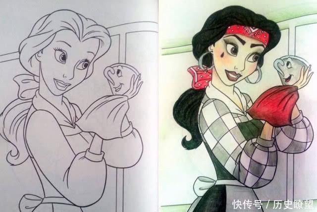 童年|父母占据少年儿童填色画本,迪斯尼人物角色全体人员变坏,童年记忆粉碎