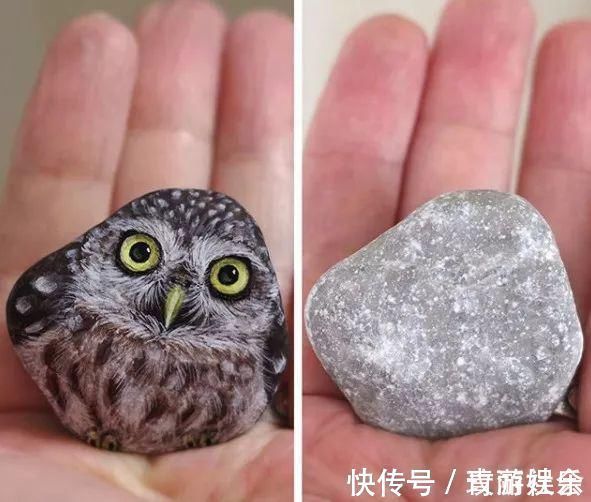 小姐姐$在石头上画画!日本小姐姐笔下的萌宠,惹9万网友围观:也想要一个