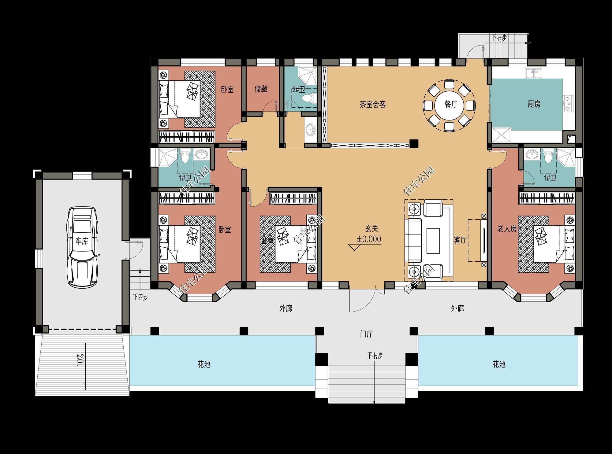 布局|养老房还是一层好，10套一层农村户型，建一栋出来送给父母正合适