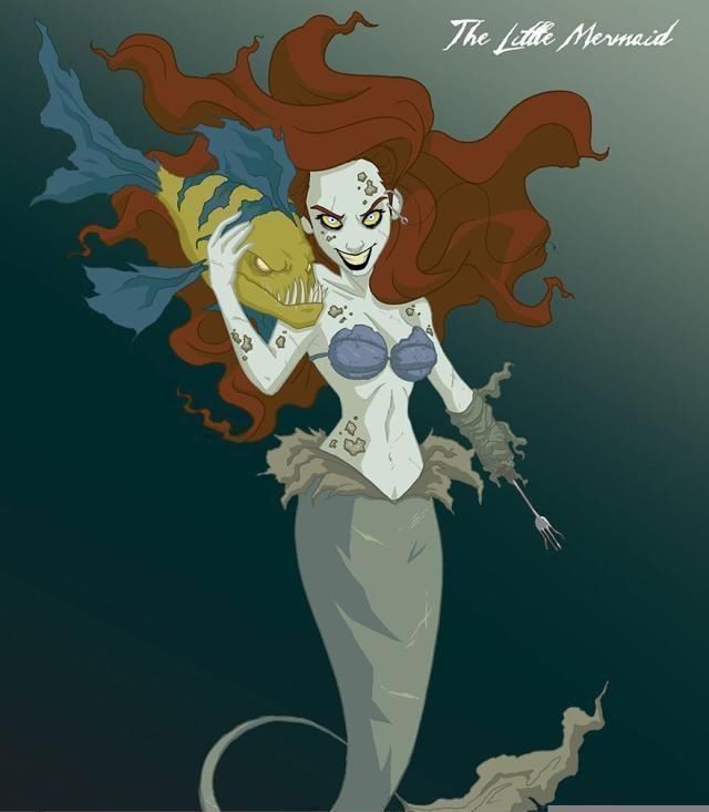 白雪公主#迪士尼公主变成恐怖“怪物”,丧尸让人害怕,吸血鬼画风妖娆