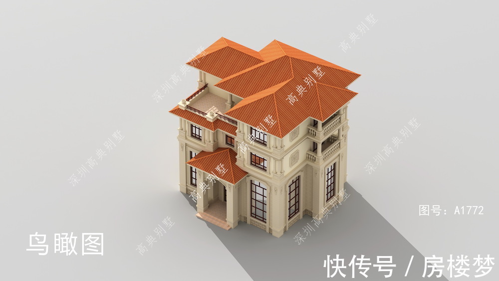 布局|欧式简约别墅,布局十分合理,外墙以暖色为主,给人温暖的感觉。