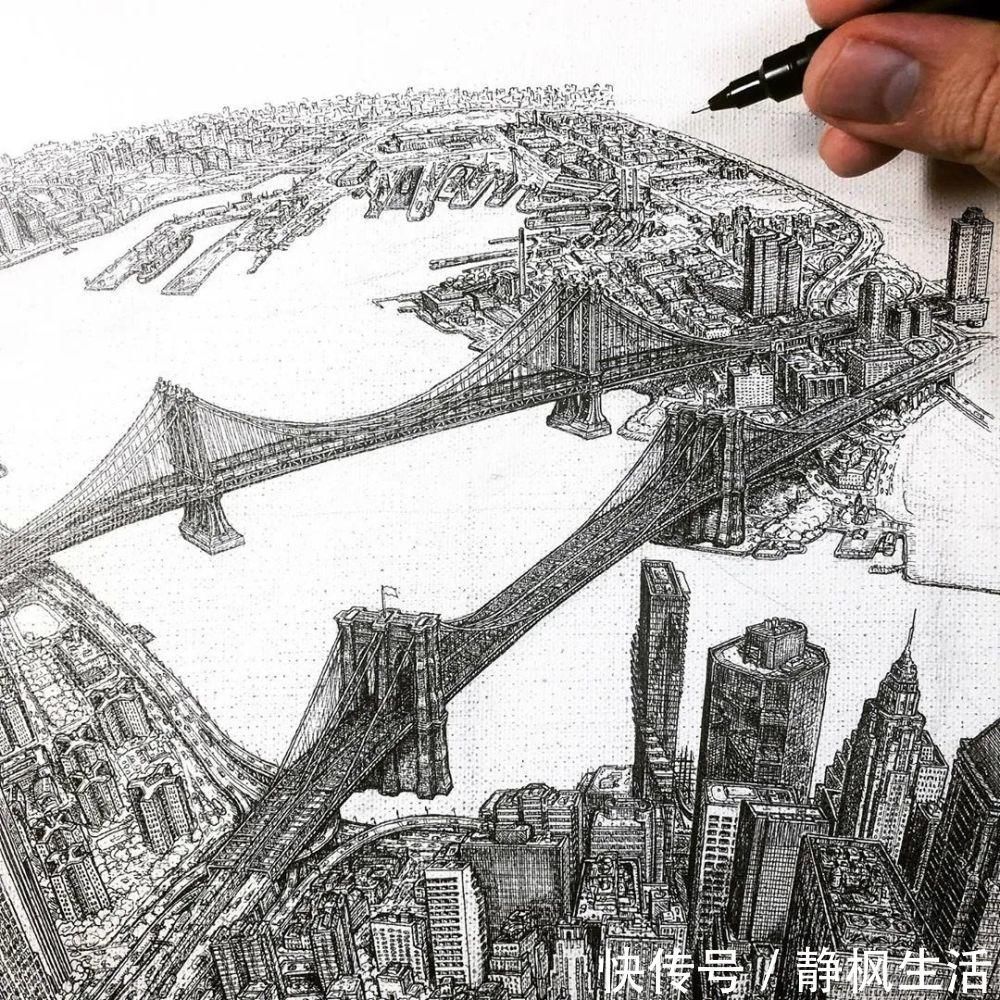 中国文化$英国小伙用针管笔画出了最美中国地图,独一无二的中国风