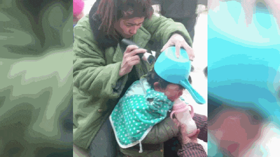 理发店|女子给自己小孩理发,一个勺子一个发型,锅盖头原来是这么来的!