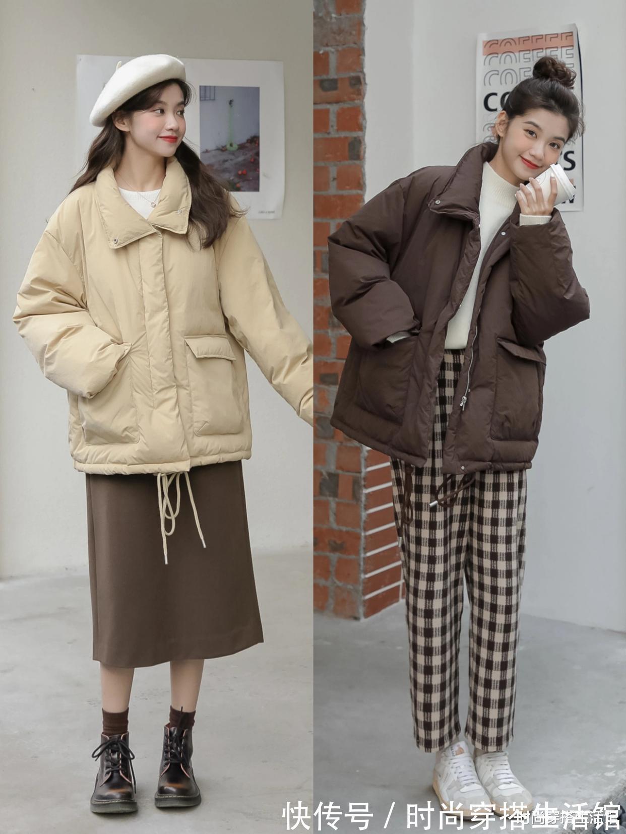 百褶裙|羽绒服下面尽量少配裤子,今年流行这样穿,时髦洋气,冬季穿很美