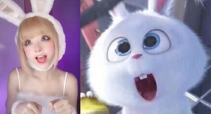 斗鸡眼|小姐姐模仿二次元小白兔,模仿兔牙很形象,萌萌哒超可爱