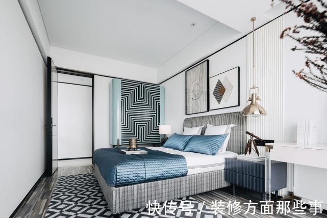 三居室|132平现代风三居室,在海蓝色海洋里做一个幸福的人