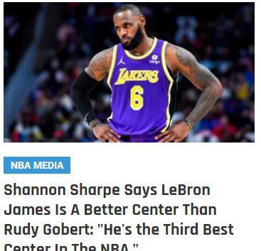 NB名記盛贊詹姆斯:NBA第三中鋒 僅次于約基奇和恩比德