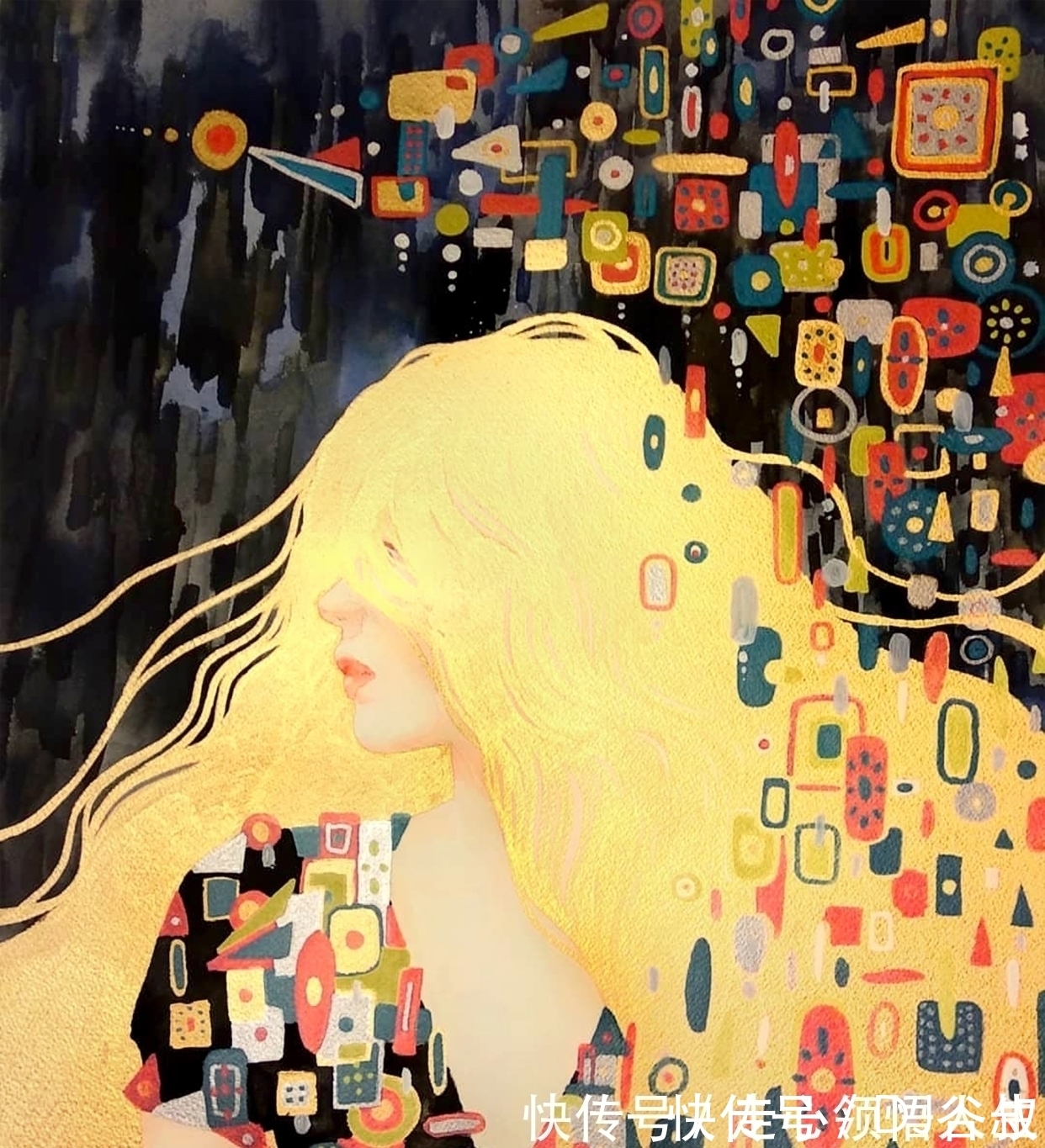 珀耳塞福涅&寂静宇宙中的明眸:色彩与金箔的交融,插画家卡法西斯的神话四季