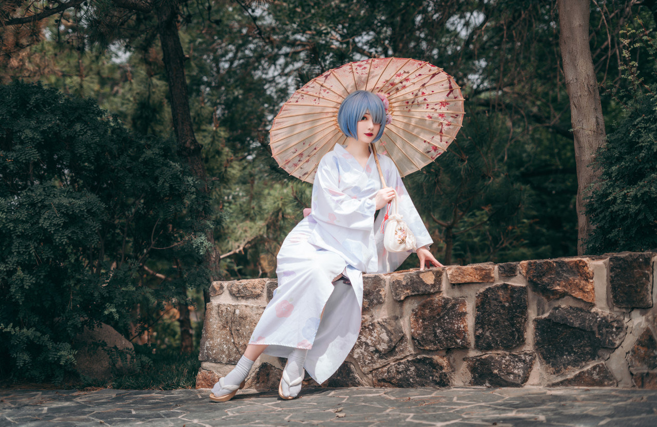 花伞|cos:浴衣蕾姆,花伞下的思念