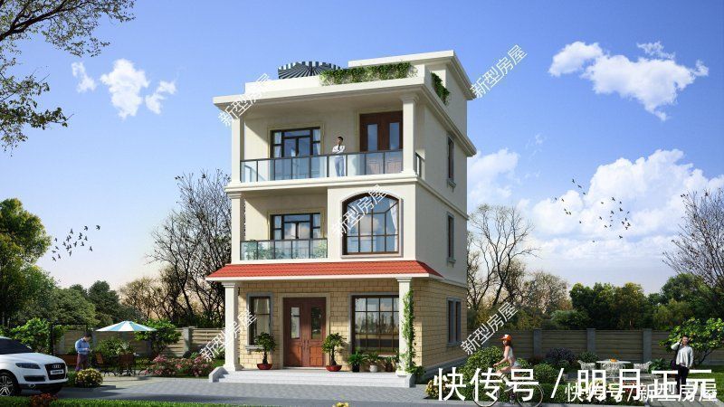 阳台|农村建房想要简约大气，推荐5套平屋顶图纸，总有一套适合你