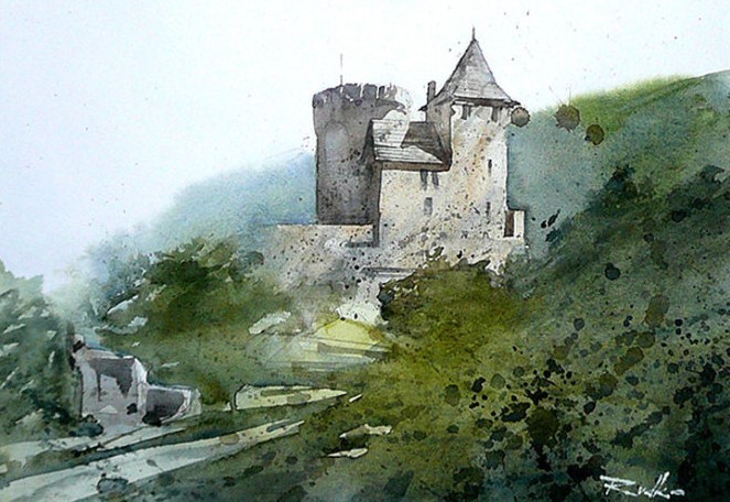 水彩画@波兰水彩画家拉法尔的街市景观画,耐看!