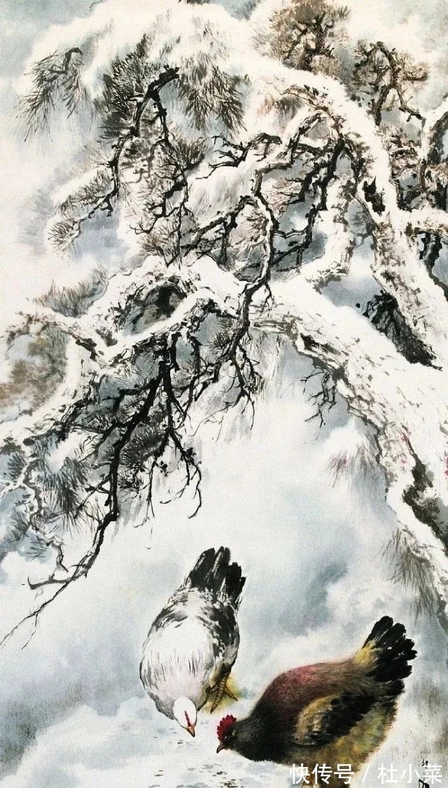 国画大师@冷逸空寂|国画大师王雪涛雪景花鸟画