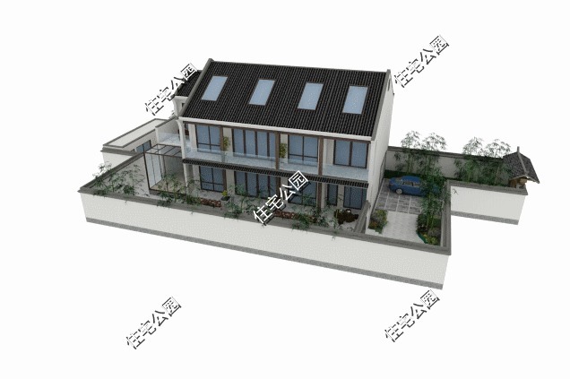 建筑|19×11米新中式小院,盖房选这套就对了,屋顶天窗、阳光房全都有