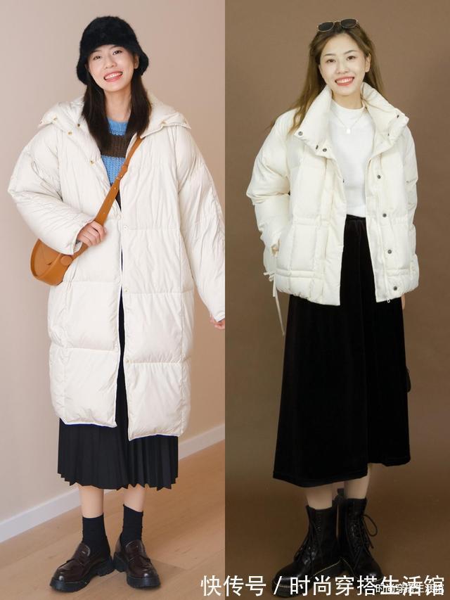保暖|羽绒服下面尽量少穿裤子,今年更流行这样穿,时髦保暖又显瘦,美