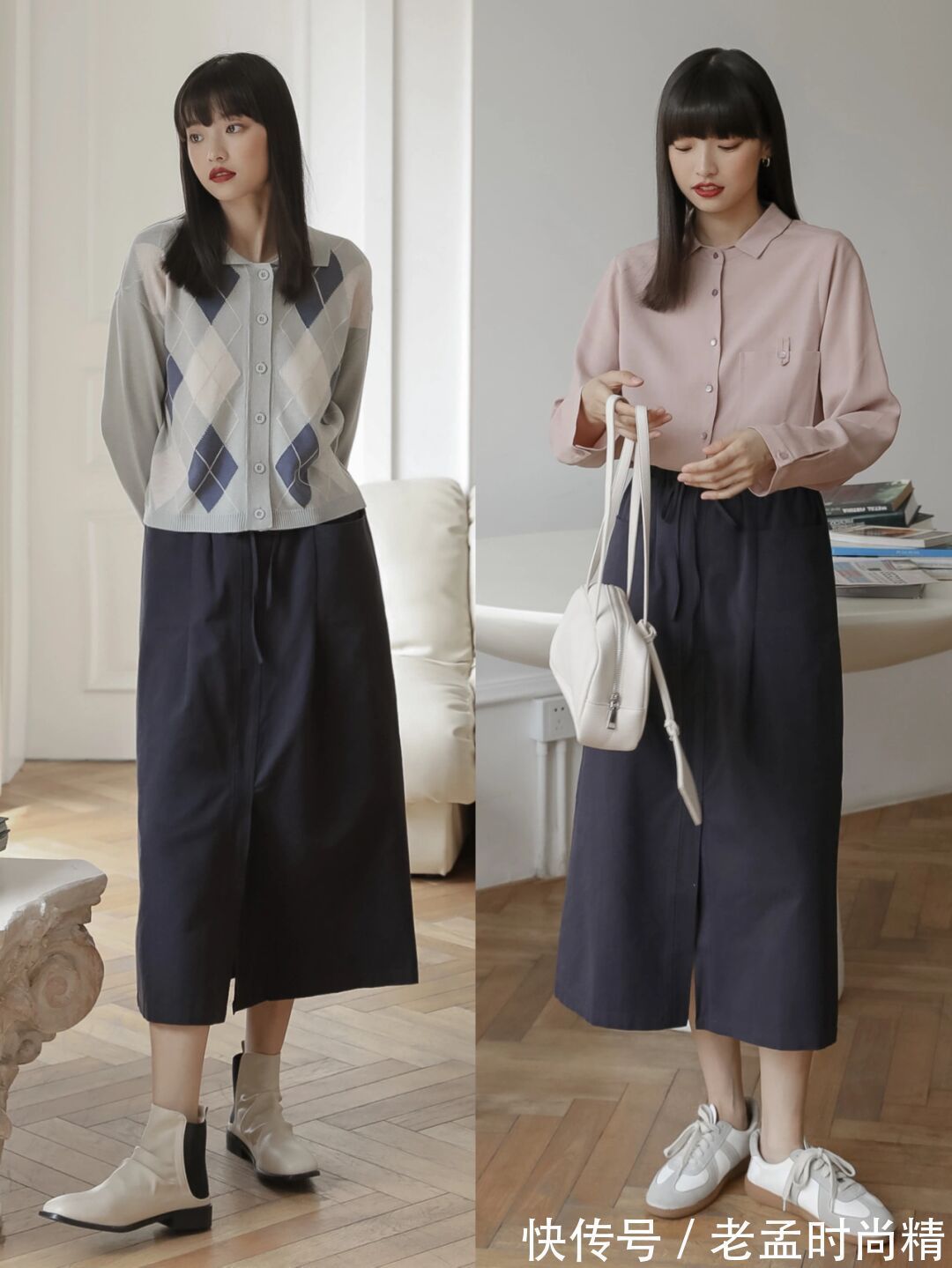 蕾丝|今年秋天火了一种穿法,叫“针织衫+半身裙”,温柔优雅又有气质