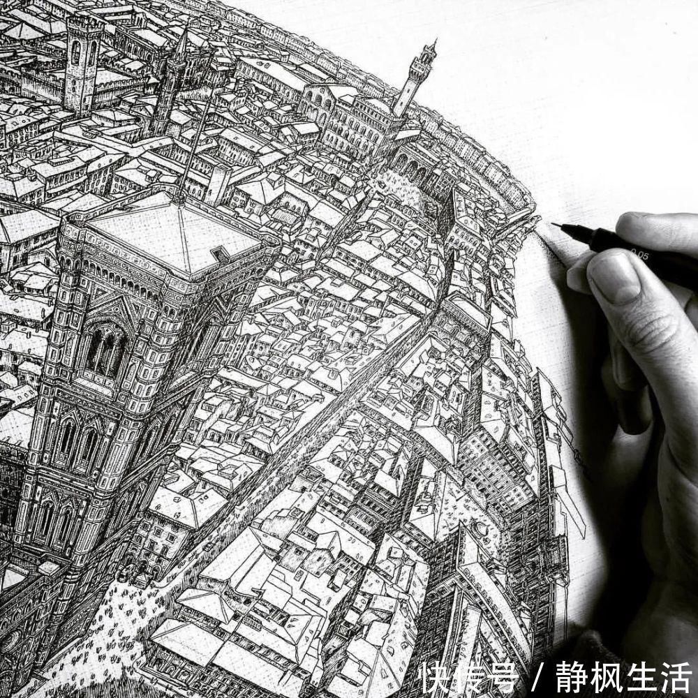 中国文化$英国小伙用针管笔画出了最美中国地图,独一无二的中国风