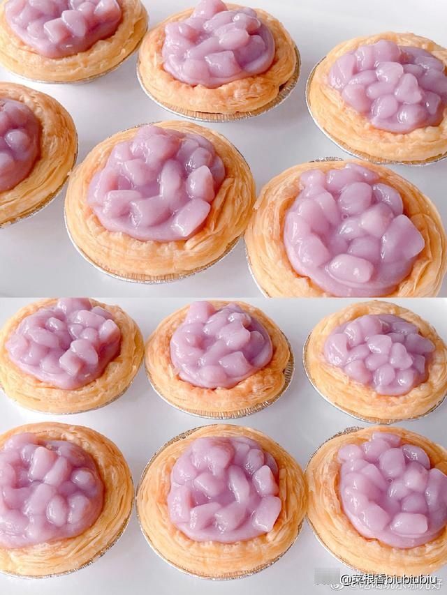 简单自制芋圆芋泥蛋挞奶香,好吃到停不下来