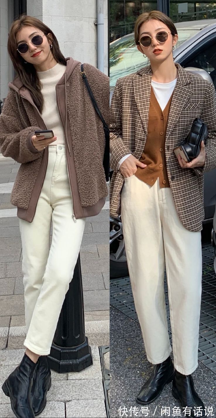 白裤子|纯色打底衫+白裤子,等于中年女人的气质基础,配西装大衣都好看