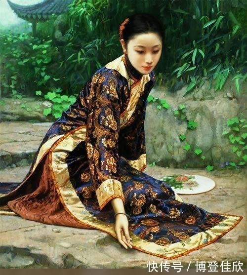 晚清|油画纸上晚清身着旗袍美女有多美