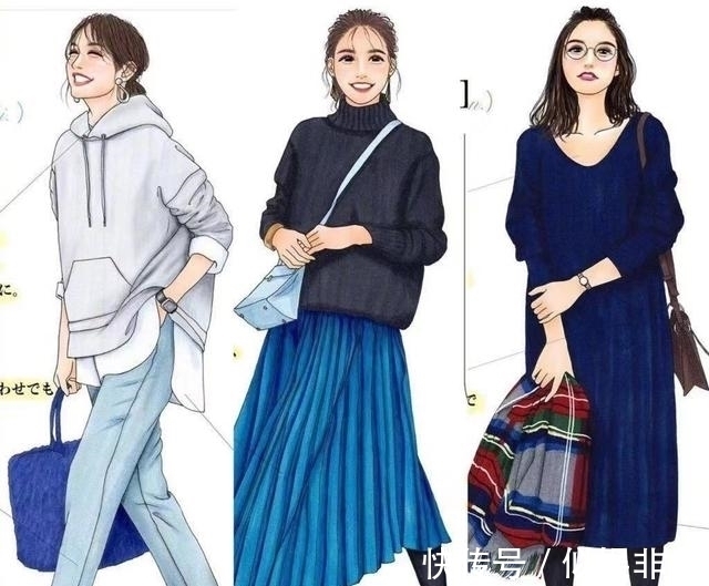 格纹 真人的搭配看烦了!来看下日本插画师momo,手绘秋冬穿搭