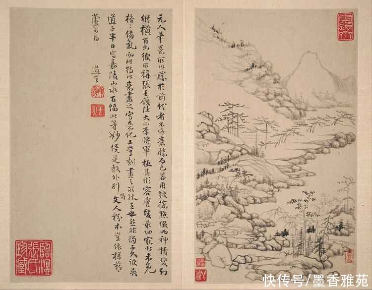 仿古|明代绘画大师恽向仿古山水画册页欣赏