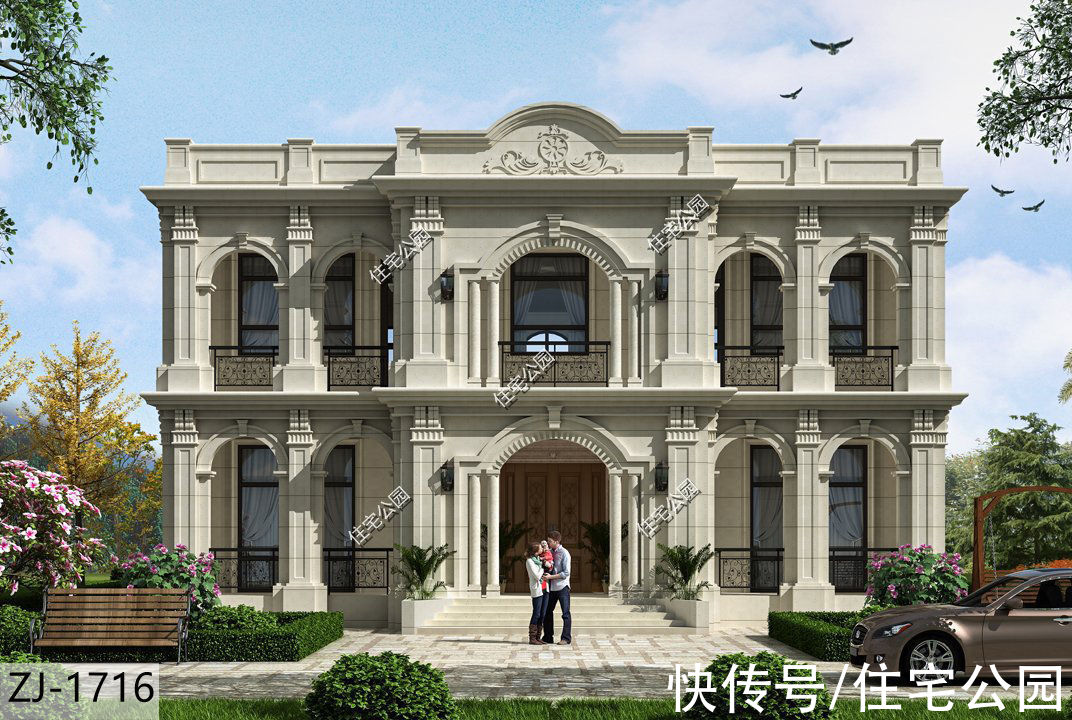 小知识|14×15米二层法式别墅，高规格主搭配宽敞堂屋，这才是讲究住宅