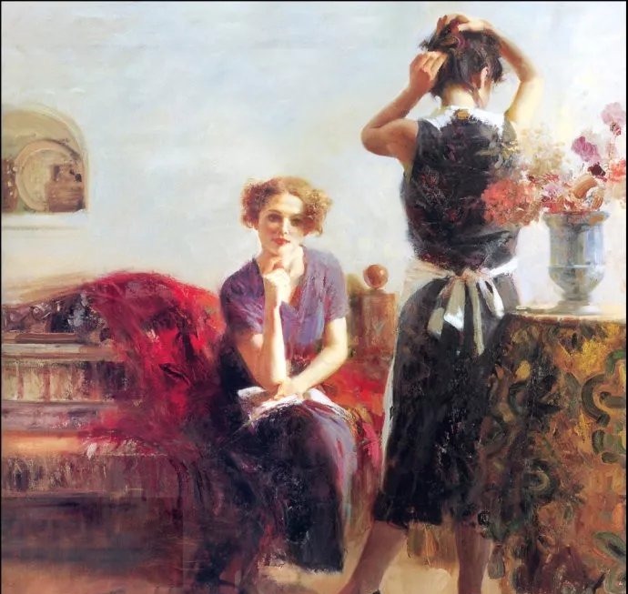 人物#皮诺德埃尼的油画人物，色彩斑斓，动静结合，光彩照人