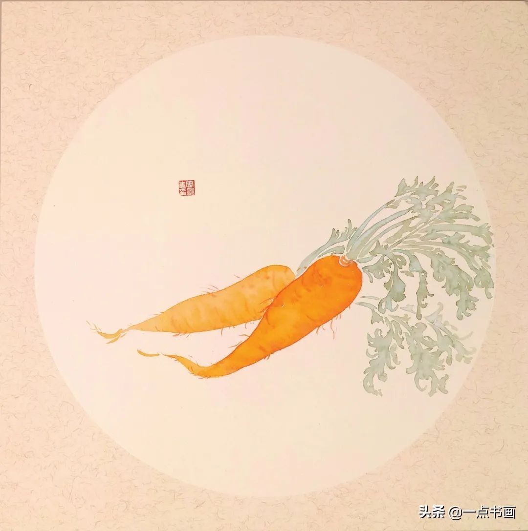 示范&用没骨技法画胡萝卜和鸢尾花,这样的示范案例领你入门