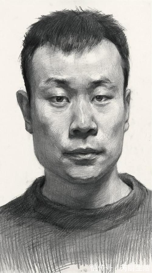 校考!图南画室丨男青年正面素描头像教学讲解丨联考校考素描头像高分卷