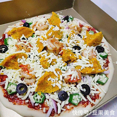 橄榄|大虾南瓜PIZZA 外脆内软的薄饼披萨配方来了