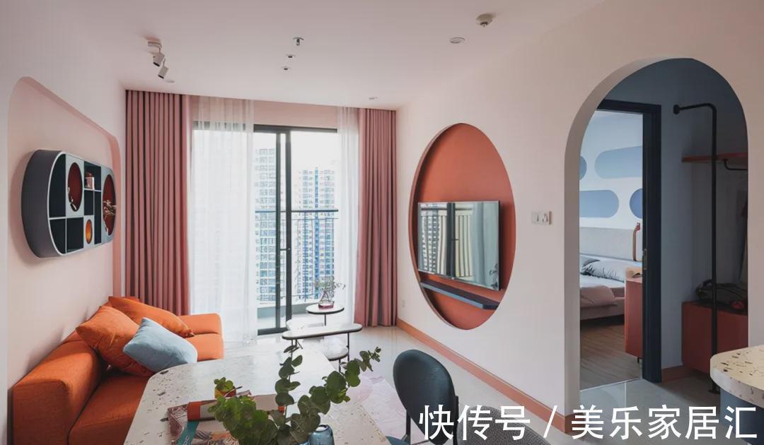 内嵌|敢想不敢装的家,她在这65㎡实现了,配色用到极致,全小区独一份