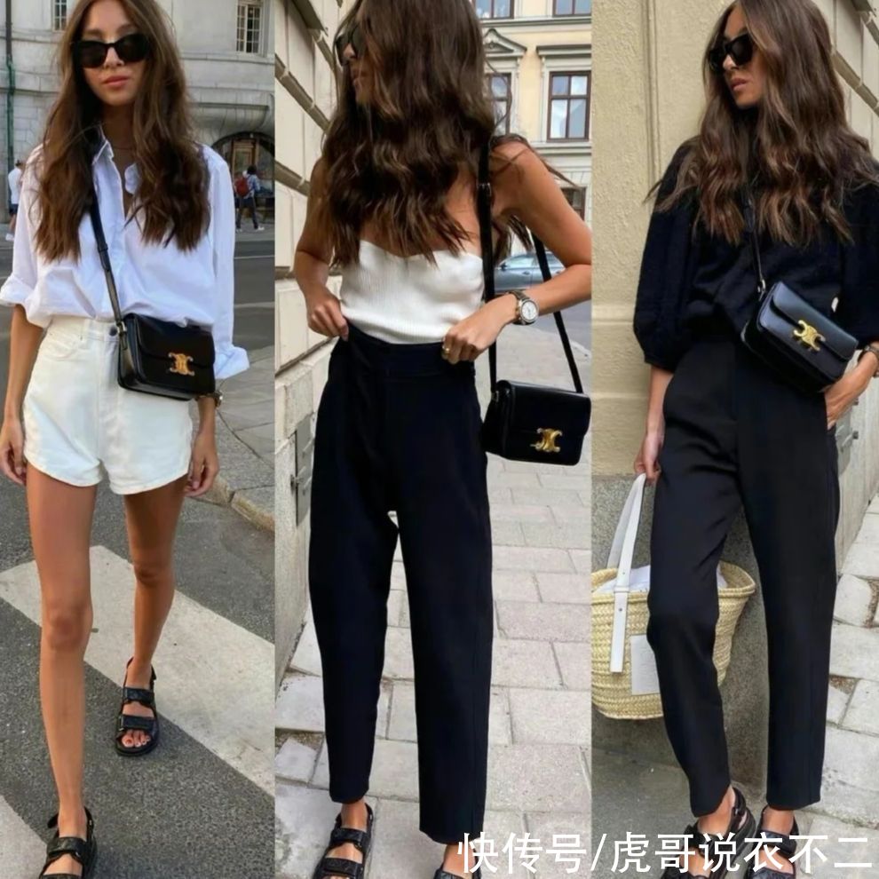 谁说春夏穿黑白色显老气？她靠黑白搭配成赢家，简约优雅又高级