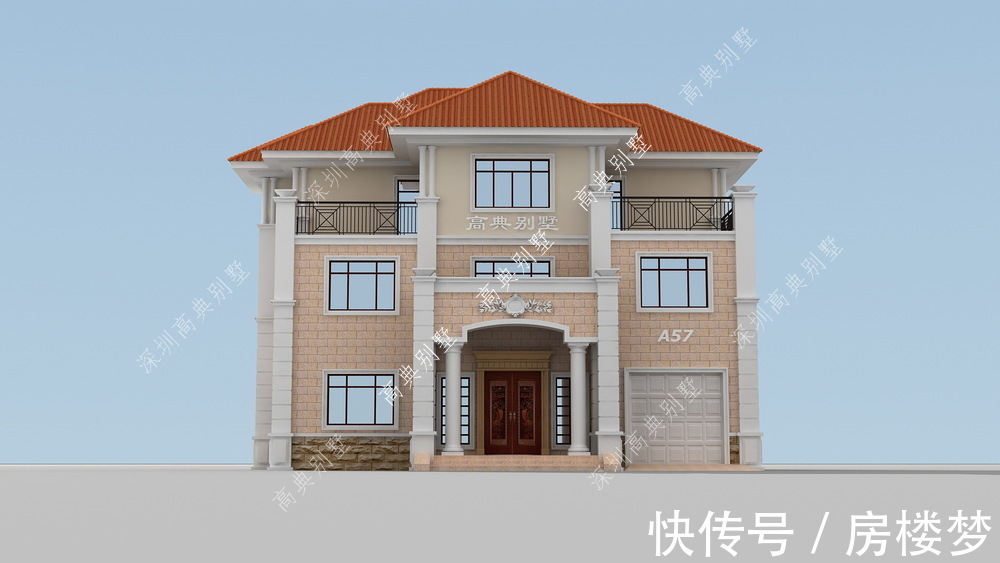 欧式|这款欧式别墅设计，外观简洁精致，施工方便。