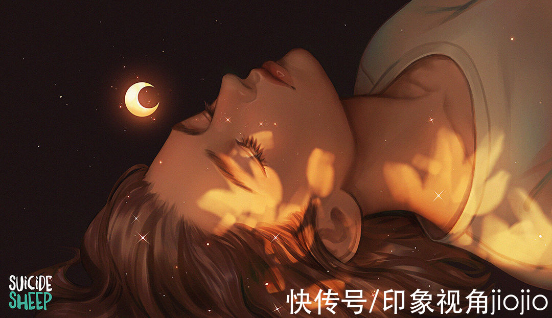 超现实主义|如星辰大海般的梦幻少女插画，高光亮眼的配色太绝了