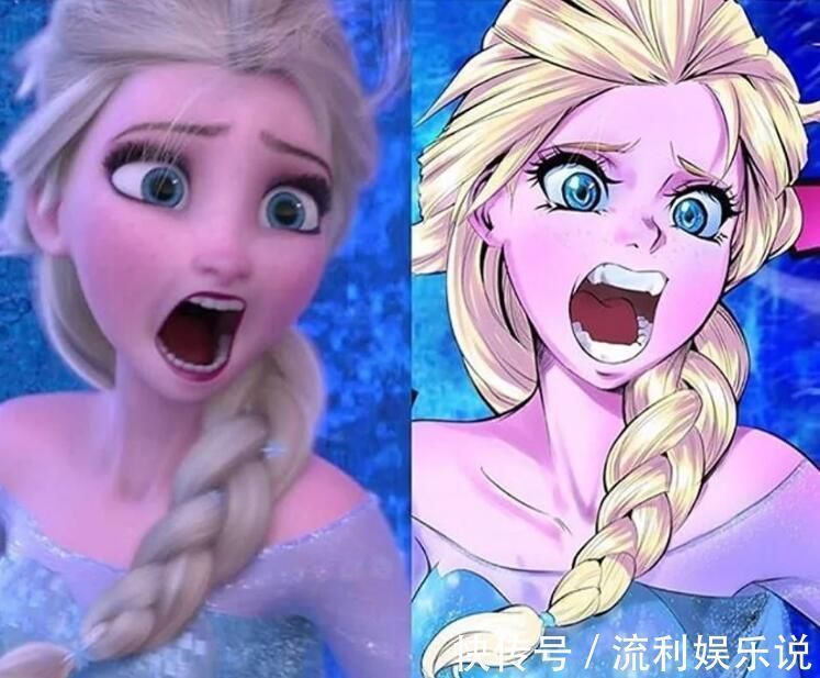 日漫|当迪士尼公主变成日漫风格,艾莎特别有感觉,花木兰是东方美人