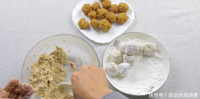 想吃肉丸子,用这种做法,肉末加一块老豆腐,锅里一炸,真香