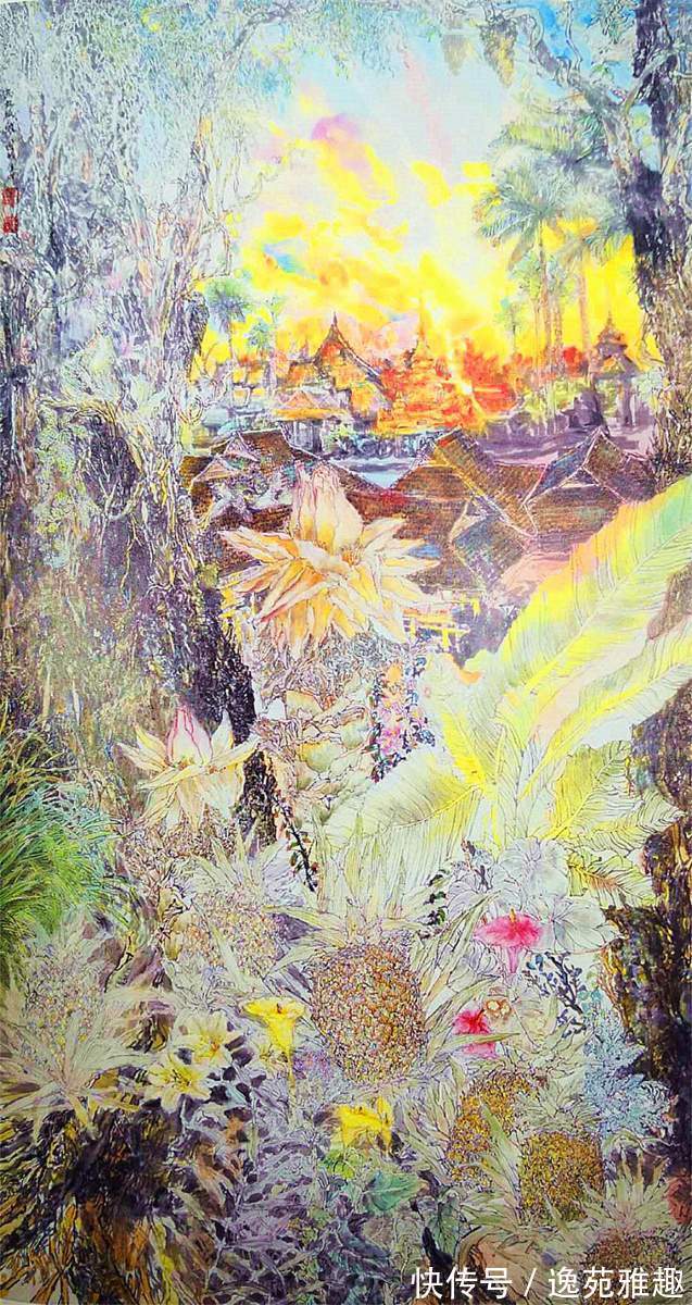 纸本设色#「画作欣赏」岁华绘花又绘鸟,时光爱鸟更爱人,余国城画作欣赏