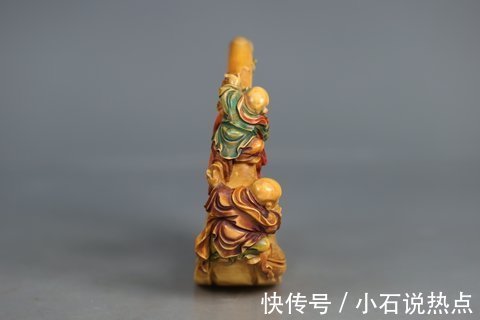 童子$老牙彩绘童子摆件,牙料细腻
