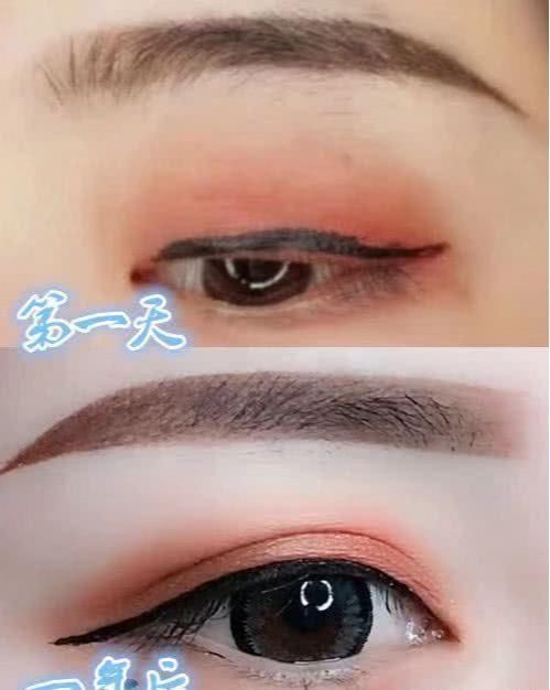 第一天化妆VS一年后,画眼线手一直在抖,网友交给时间来帮你