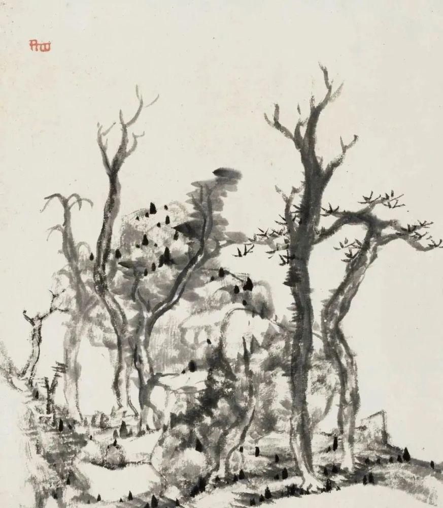 米氏$这套册页当不仅仅有山水也有花鸟,就是没有的是大红大绿的色彩