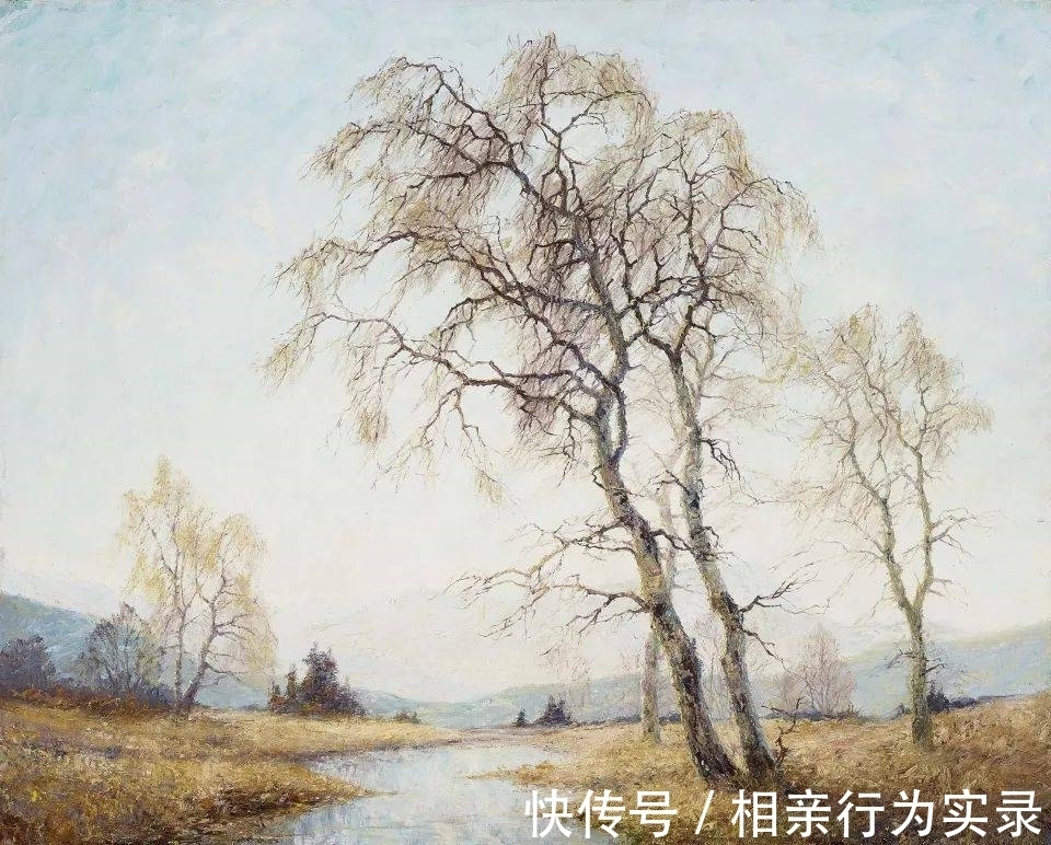 空间感&他是印象派画家，风景油画调子清雅，动感的笔触肌理让人赏心悦目