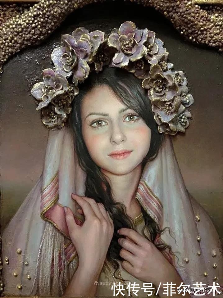 国立|女画家玛丽亚·伊利耶娃画笔下的美丽多彩的女性肖像和精美的花朵