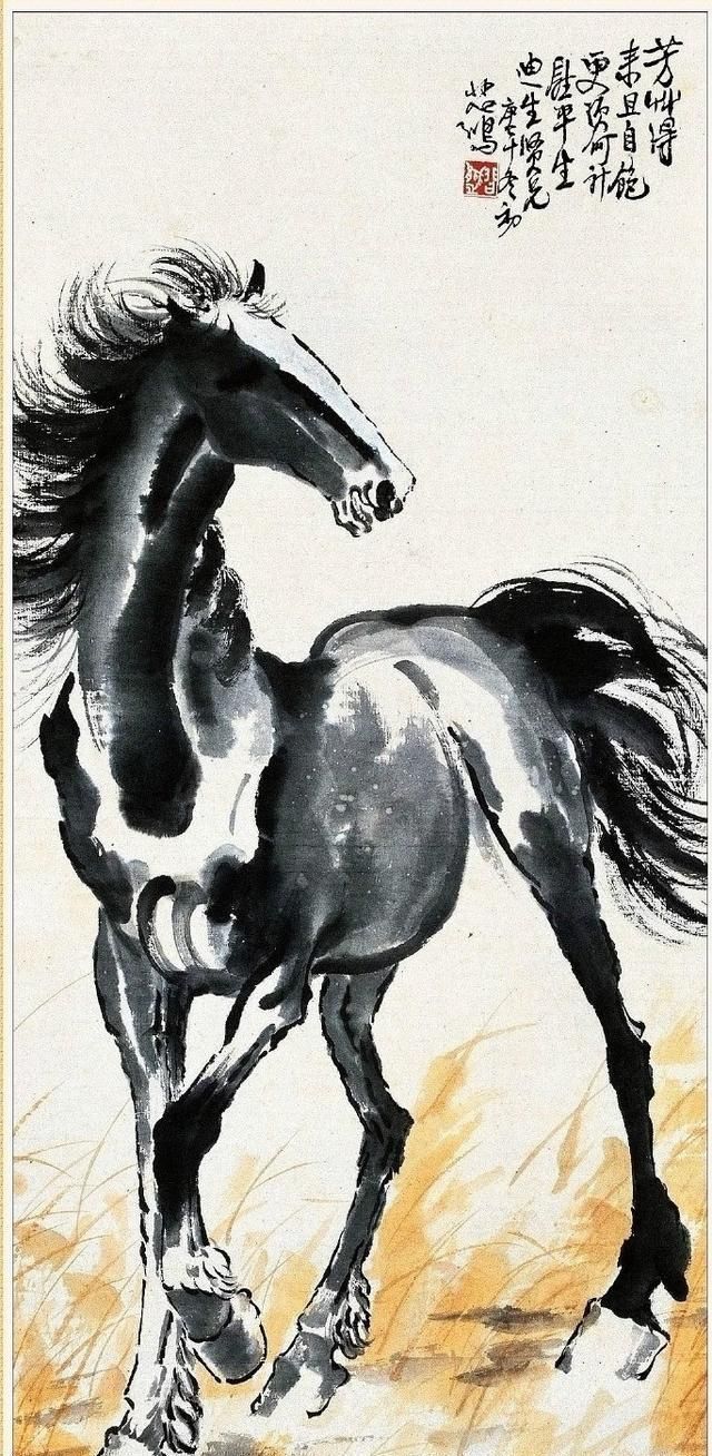 骏马$徐悲鸿3200万的骏马图,被质疑是赝品,缺少油画的韵味感觉