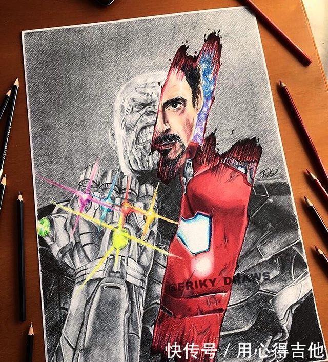 萨诺斯|画师创作动漫人物分裂画风,素描加上彩稿呈现出精彩的对比效果