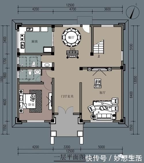 造价|面宽12.5米就能建成5室1厅带书房和茶室的三层大别墅,老家有宅基地真是太好了