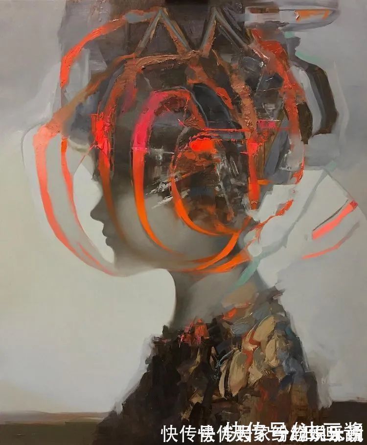 油画作品!他用刮刀和细腻的笔触,画出冲突感极强的女孩,比插画好看一万倍